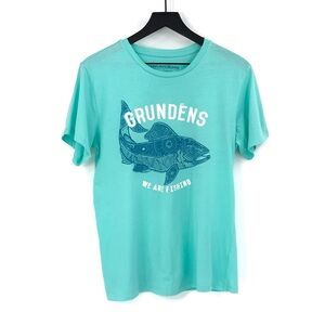 GRUNDENS Henna "We Are Fishing" Graphic T-Shirt Mint Teal M/L (XL)
